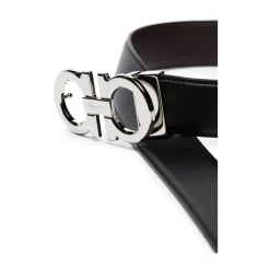 Reversible Leather Belt with Gancini Buckle
