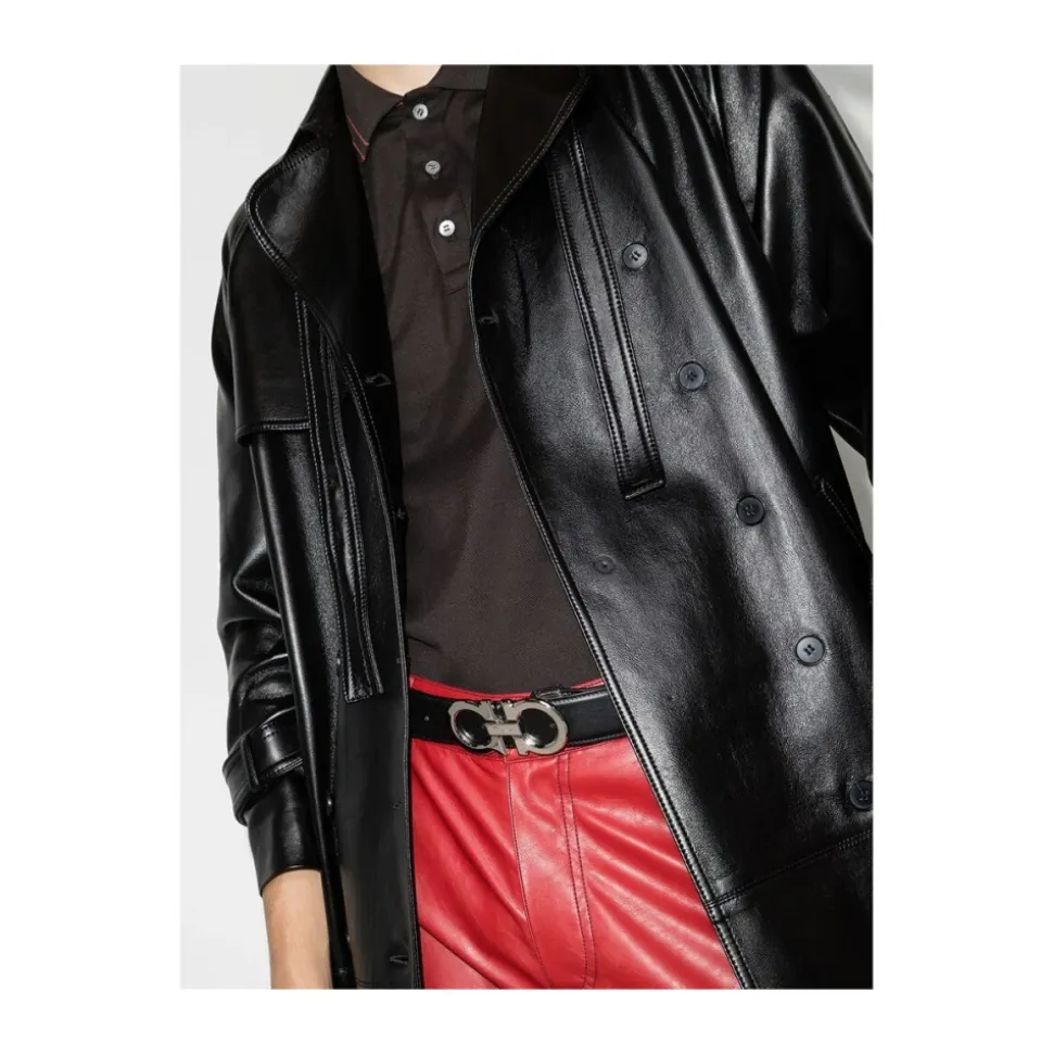 Reversible Leather Belt with Gancini Buckle