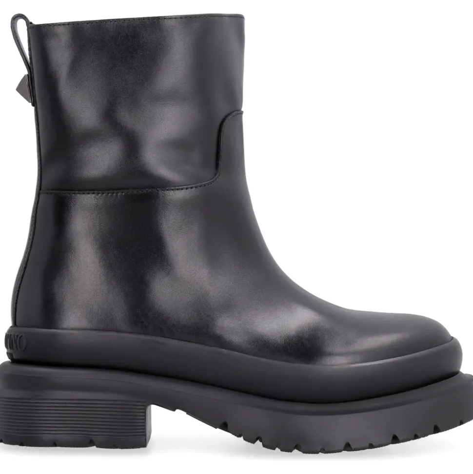 Roman Stud Leather Biker Boots