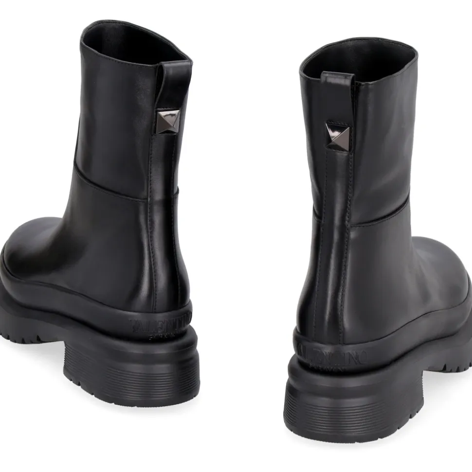 Roman Stud Leather Biker Boots