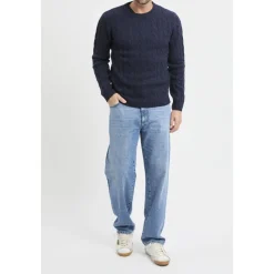 Round-neck Cable-rib Sweater