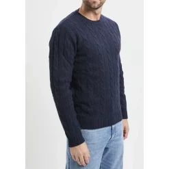Round-neck Cable-rib Sweater