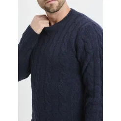 Round-neck Cable-rib Sweater