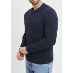 Round-neck Cable-rib Sweater