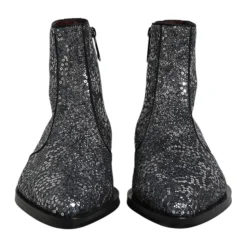 Sequined Chelsea Boots with Zipper Closure