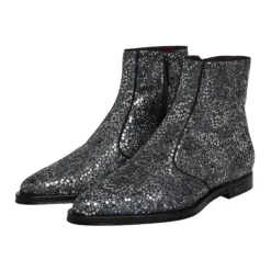 Sequined Chelsea Boots with Zipper Closure