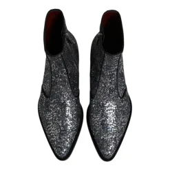 Sequined Chelsea Boots with Zipper Closure