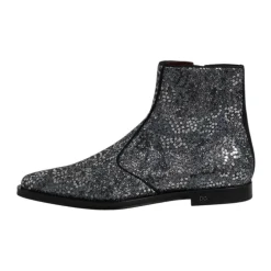 Sequined Chelsea Boots with Zipper Closure