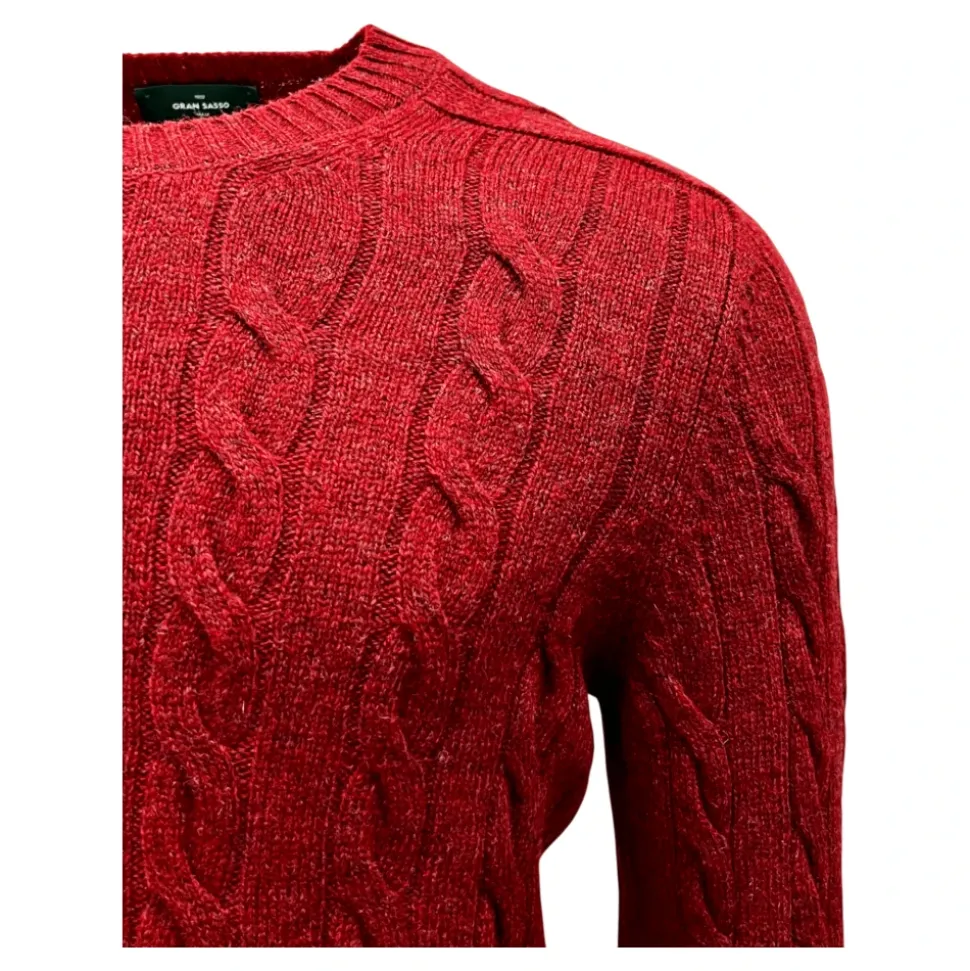 Shetland Cable Knit Sweater, Red