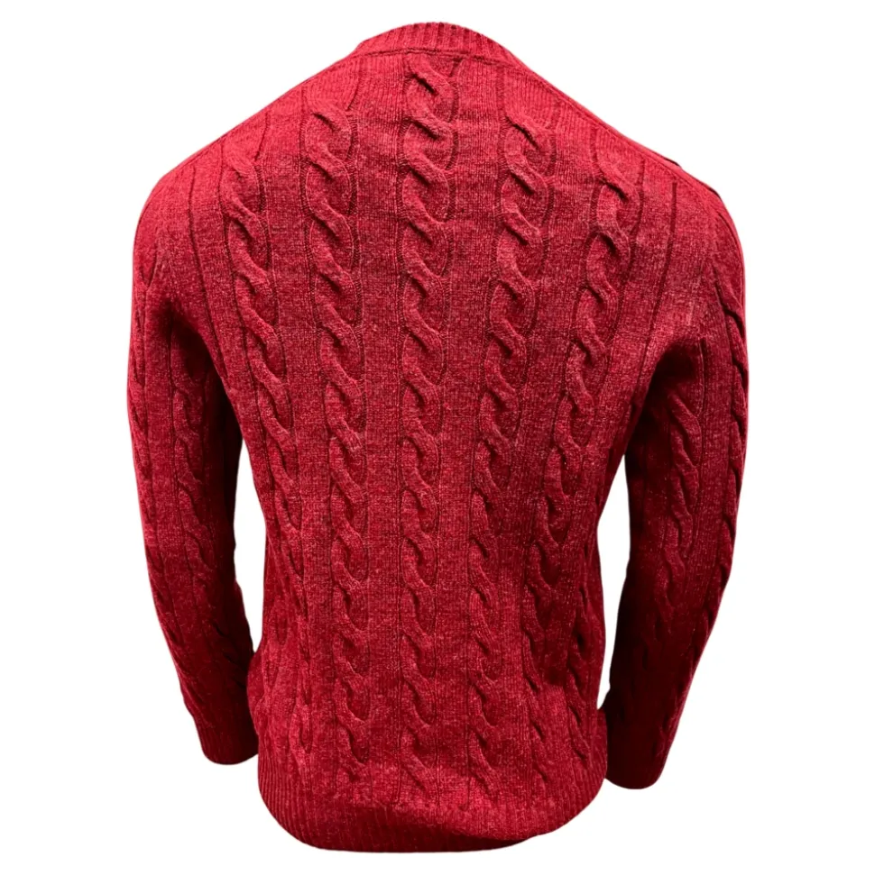 Shetland Cable Knit Sweater, Red