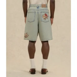 Short Jean Brodé Fleurs
