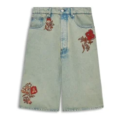 Short Jean Brodé Fleurs