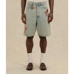 Short Jean Brodé Fleurs