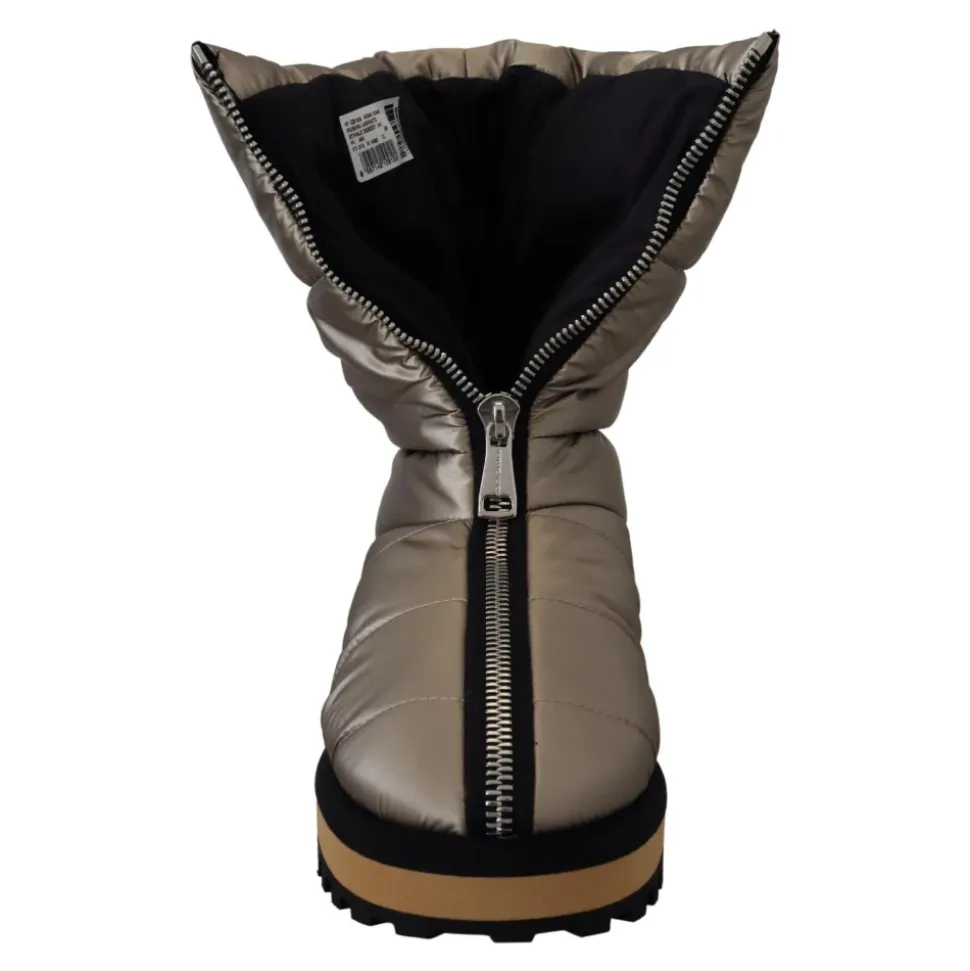 Silver Winter Mid Calf Boots