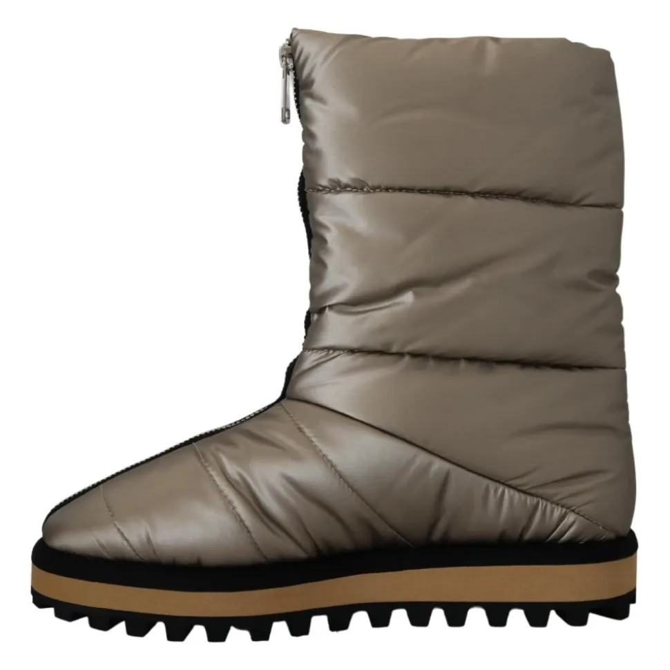 Silver Winter Mid Calf Boots