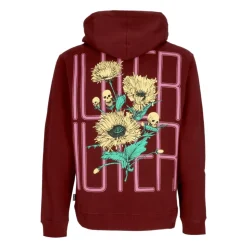 Skull Hoodie Burgundy Long Sleeve Sweatshirt