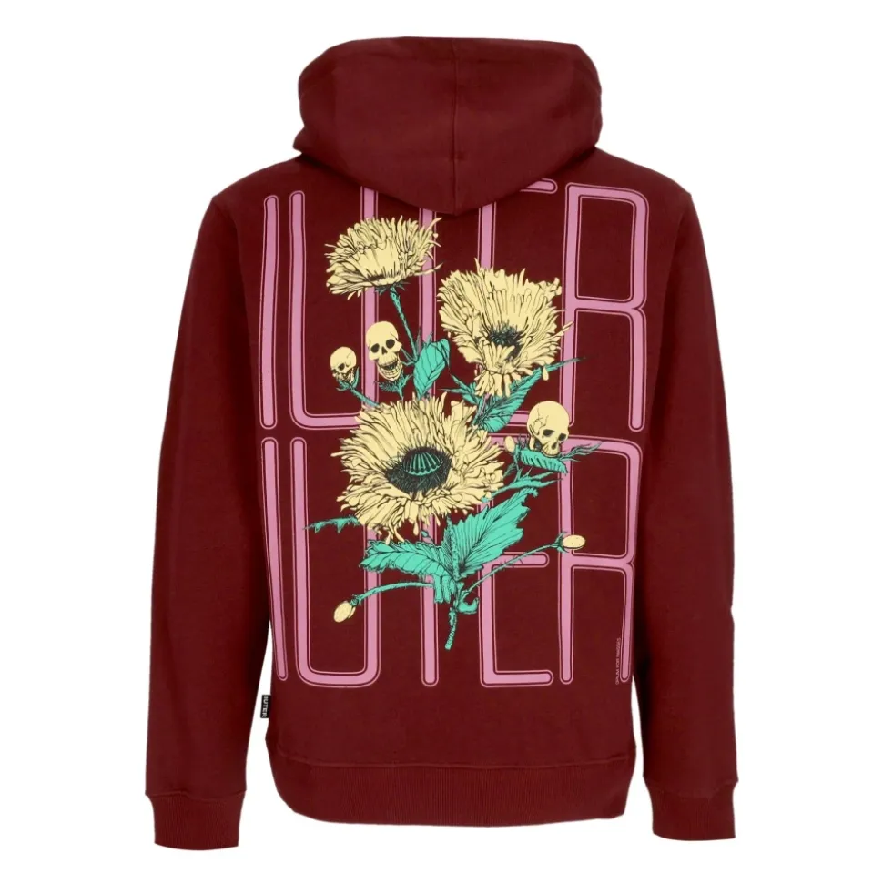 Skull Hoodie Burgundy Long Sleeve Sweatshirt