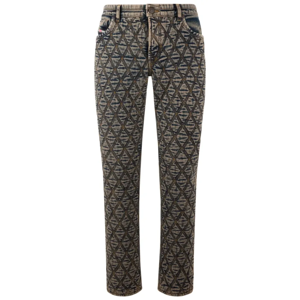 Slim Trousers with Geometric Pattern