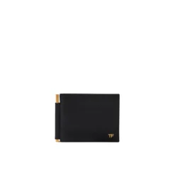 Small Grain Leather T Line Clip Wallet