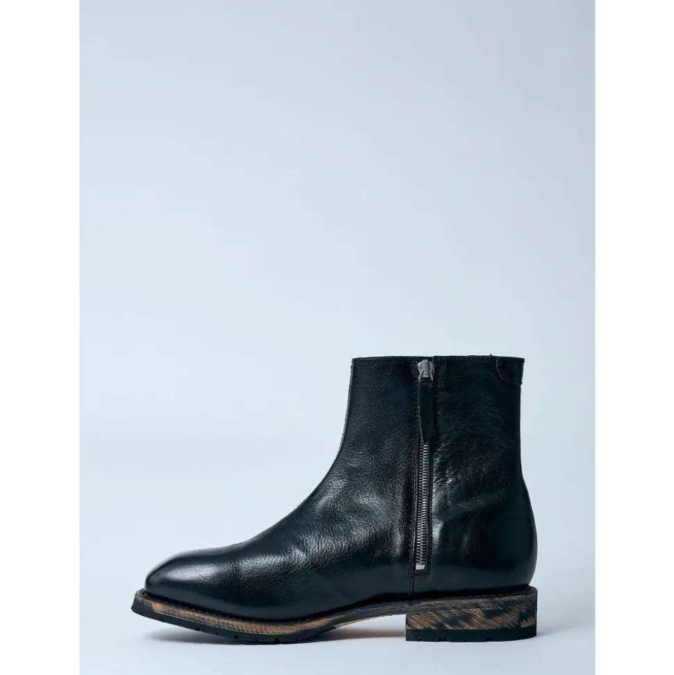 Smooth Leather Square Toe Boots
