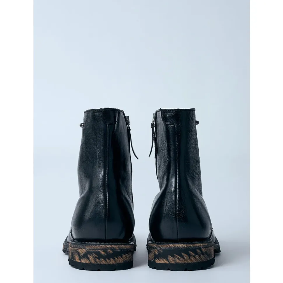 Smooth Leather Square Toe Boots