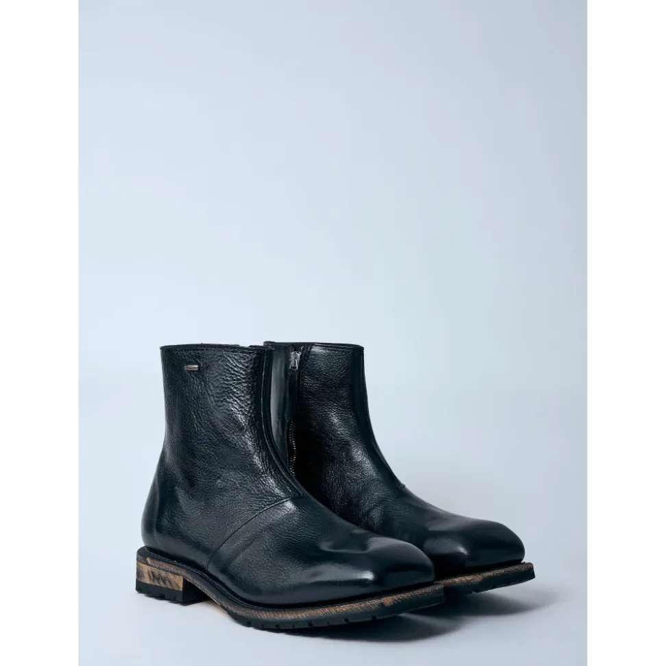 Smooth Leather Square Toe Boots