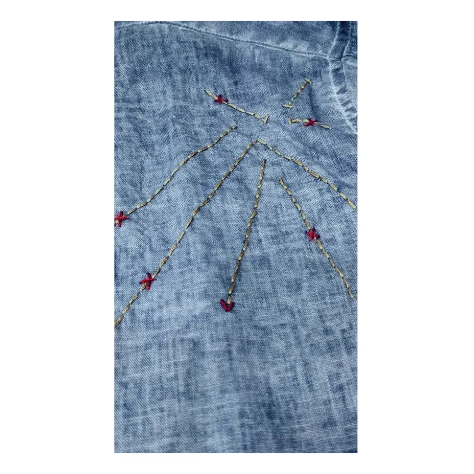 Sophisticated Blue Embroidered Shirt