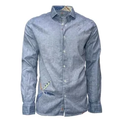 Sophisticated Blue Embroidered Shirt