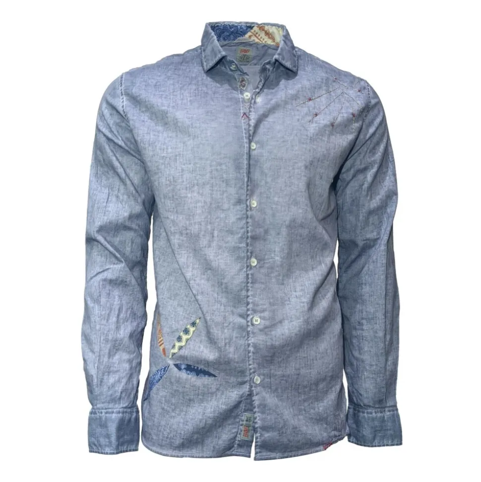 Sophisticated Blue Embroidered Shirt