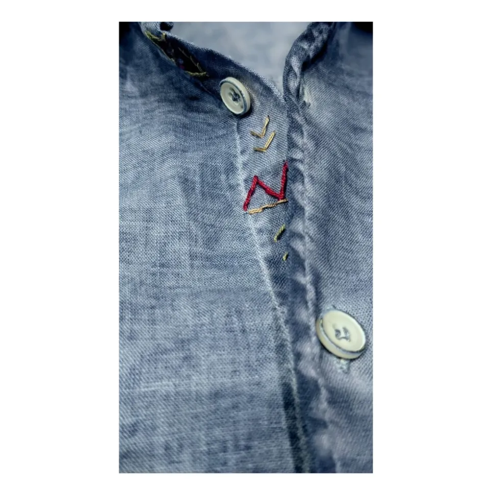 Sophisticated Blue Embroidered Shirt