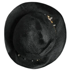 Straw Crystal Embellished Wide Brim Hat