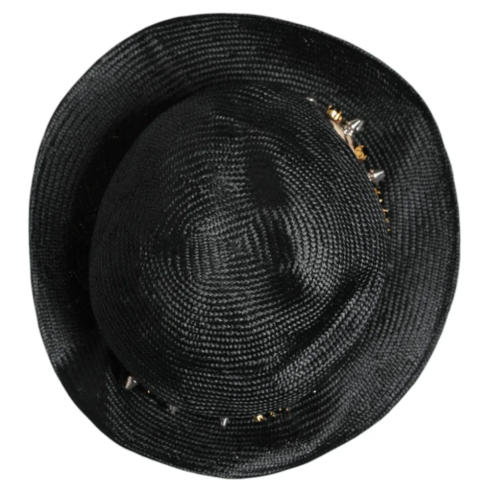 Straw Crystal Embellished Wide Brim Hat