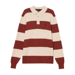 Striped Cotton-Cashmere Rugby Knit Polo