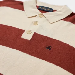 Striped Cotton-Cashmere Rugby Knit Polo