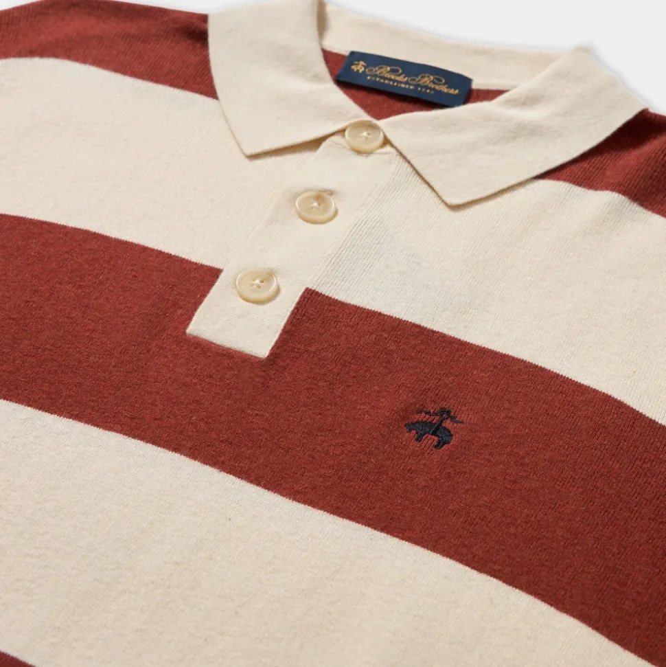 Striped Cotton-Cashmere Rugby Knit Polo