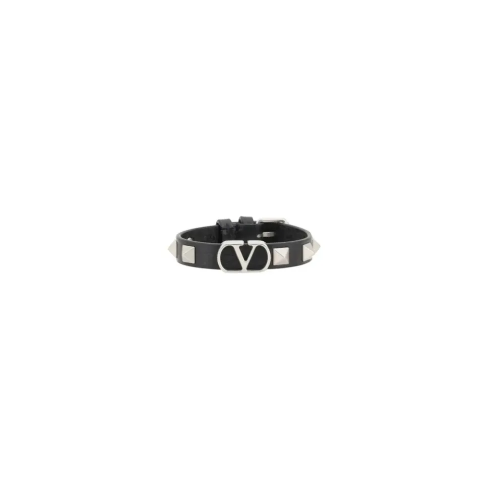 Studded Leather Bracelet with Adjustable Buckle