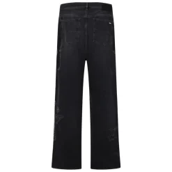 Studded Ripped Wide-leg Jeans