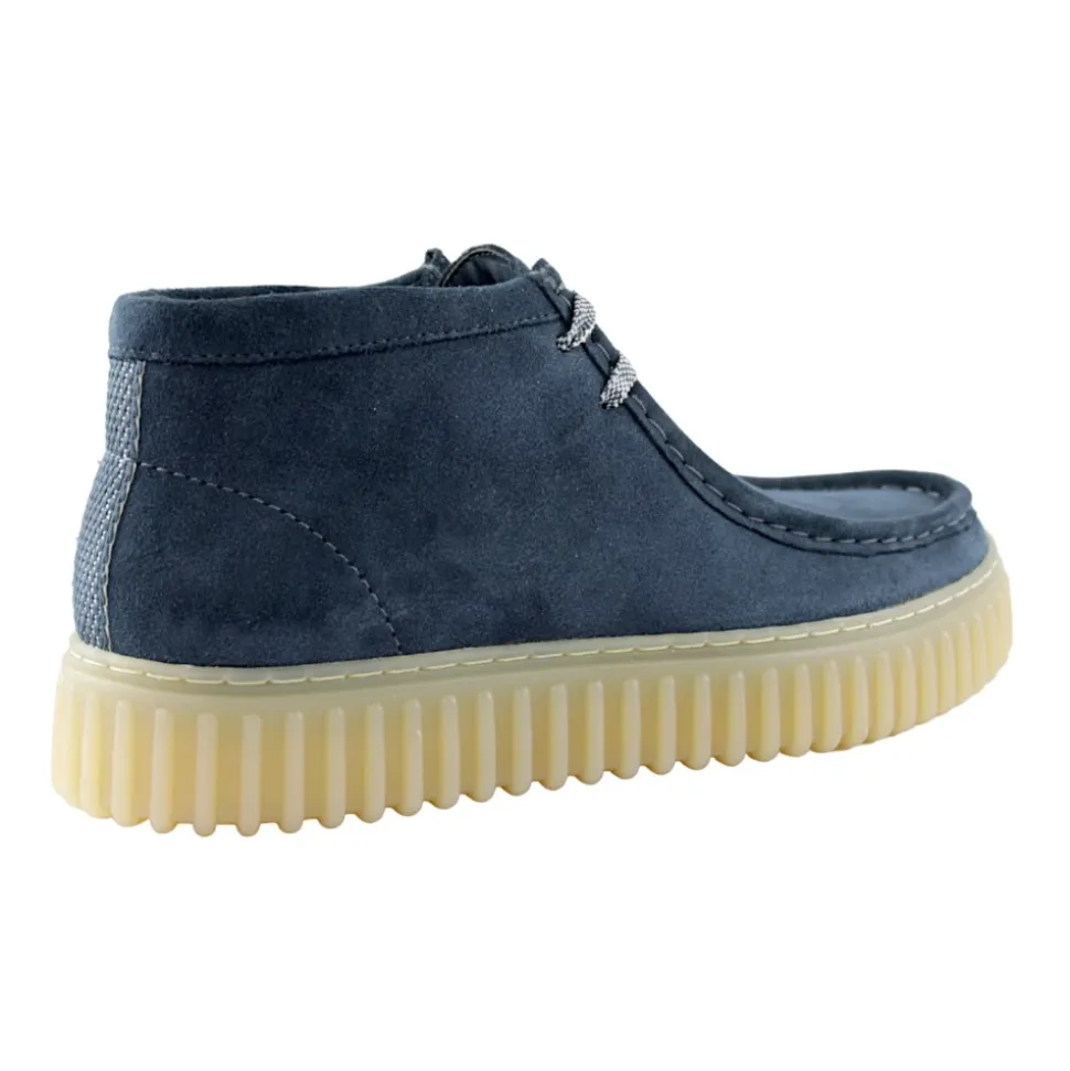 Stylish Blue Suede Lace-up Boots