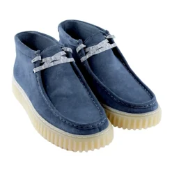 Stylish Blue Suede Lace-up Boots