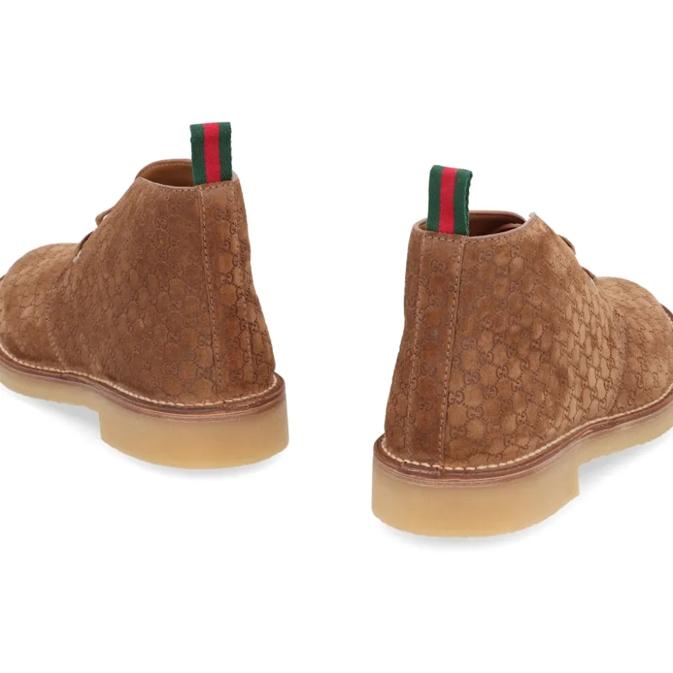 Suede Ankle Boots with GG Motif