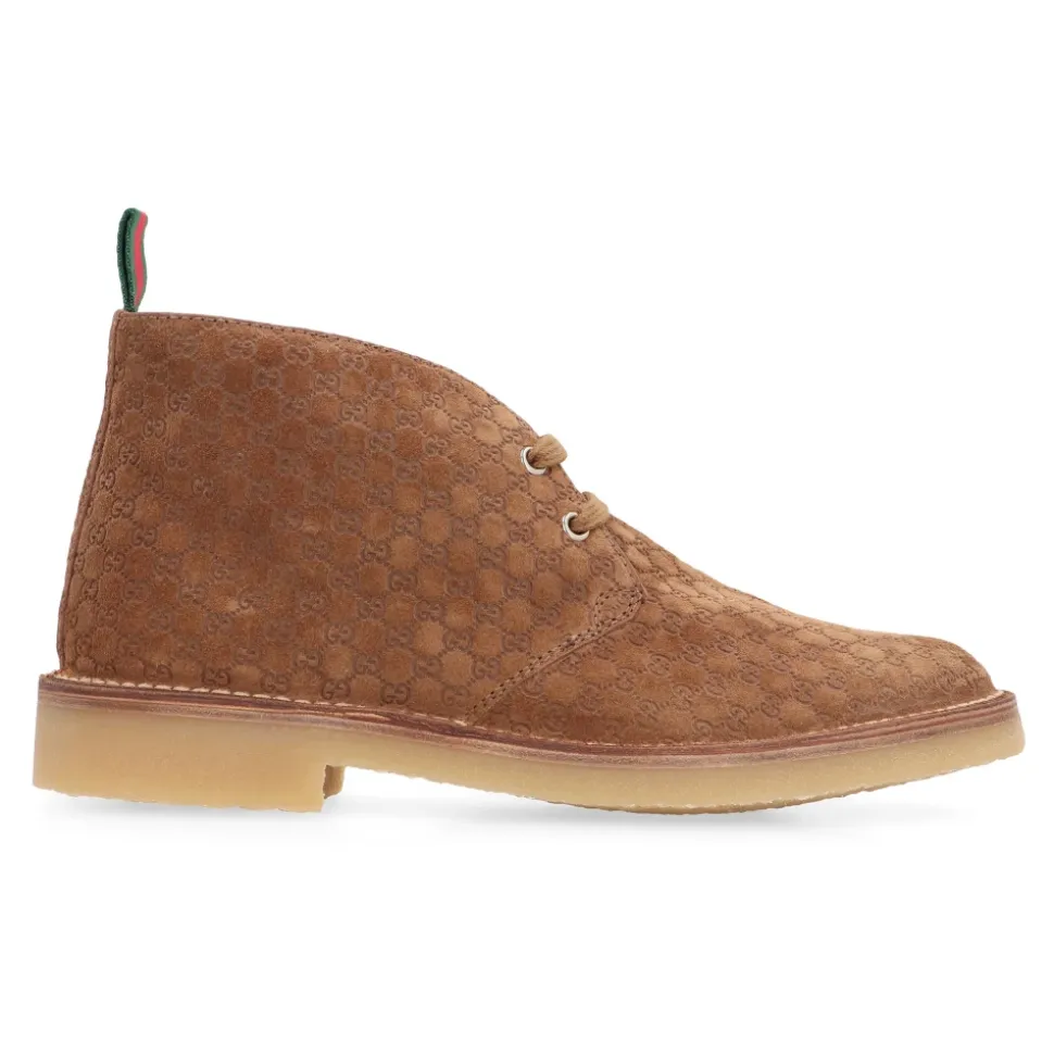 Suede Ankle Boots with GG Motif