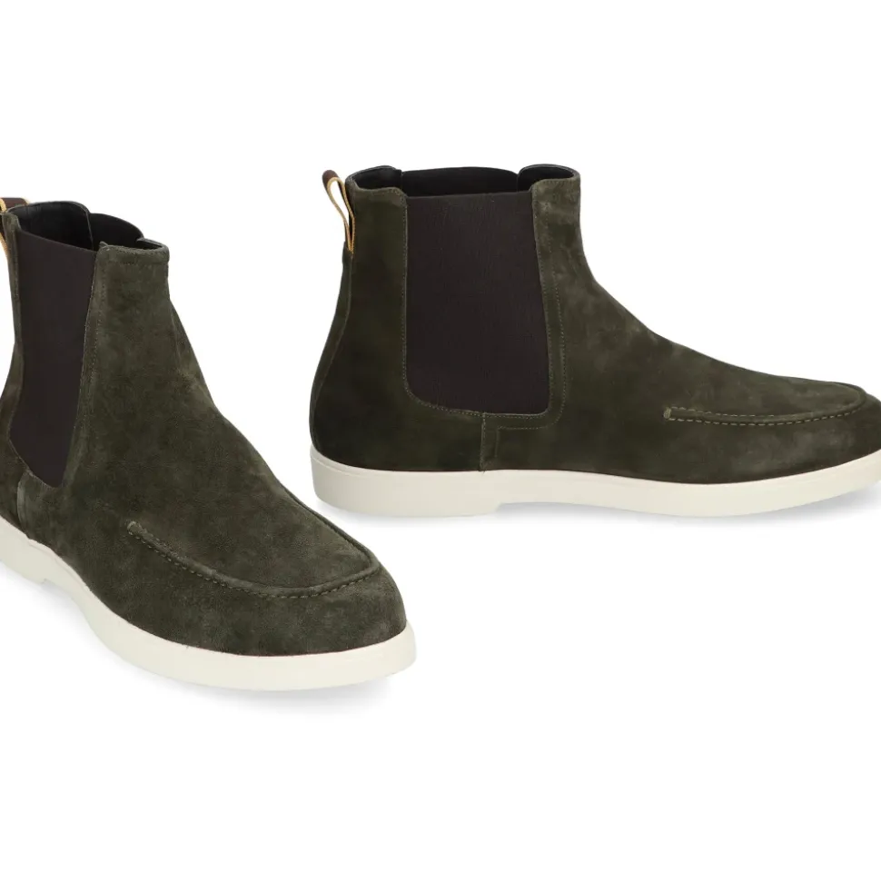 Suede Chelsea Boots with Elastic Inserts