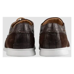 Suede Crocodile-Detail Loafers