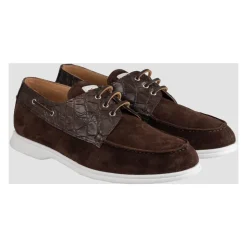 Suede Crocodile-Detail Loafers