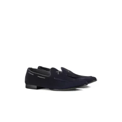 Suede Loafer with Braided Lacing
