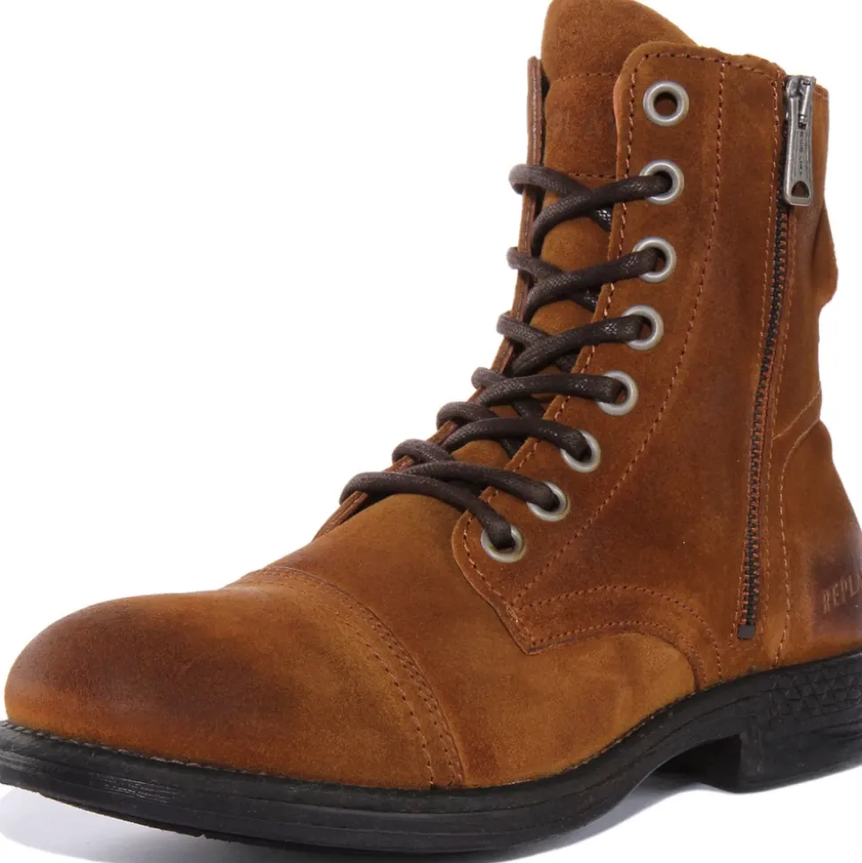 Suede Military Style Ankle Boots