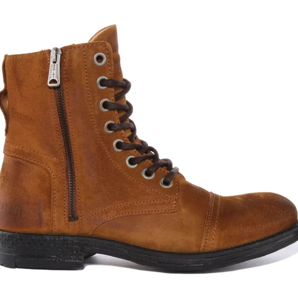 Suede Military Style Ankle Boots