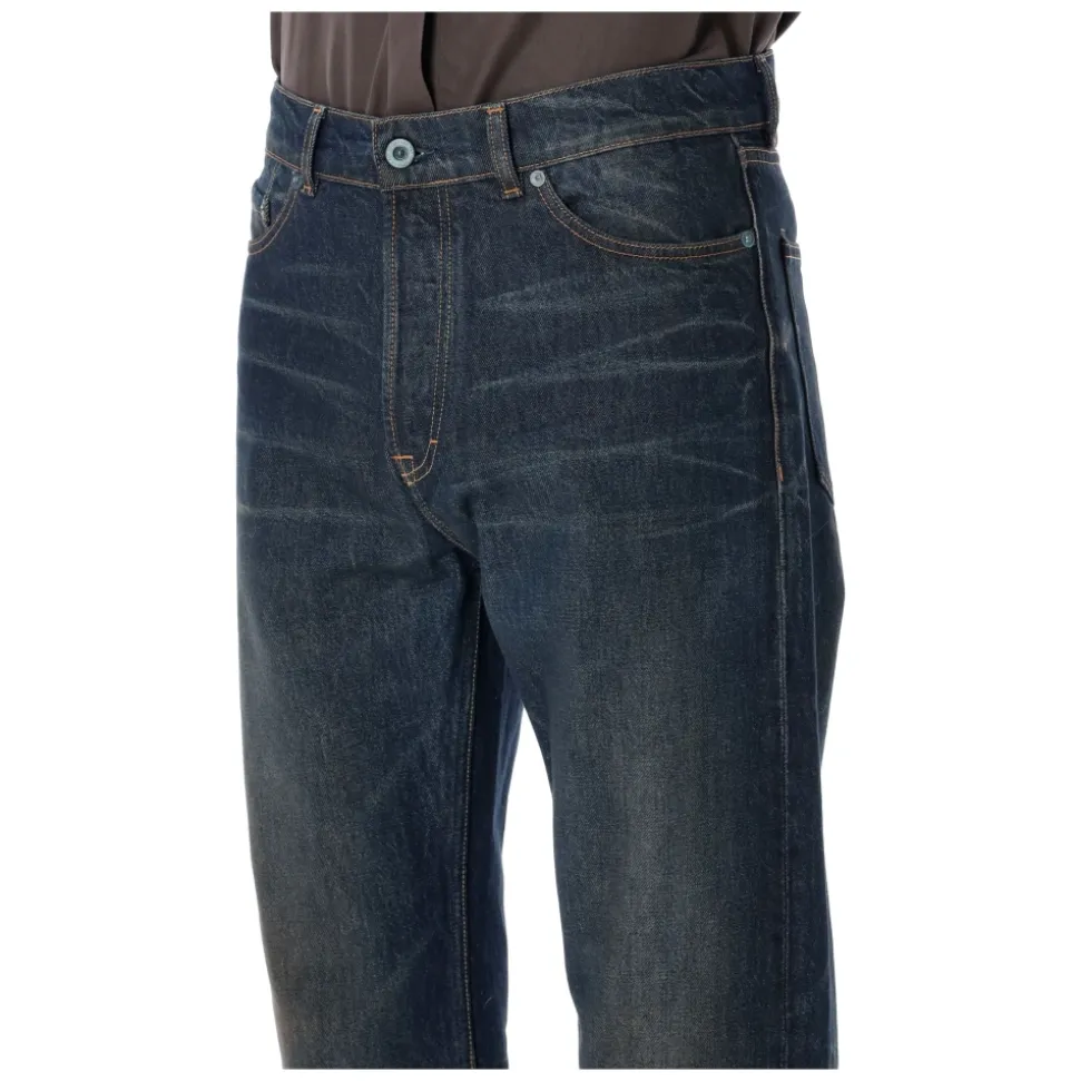 Sun-Faded Straight-Leg Denim Jeans