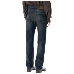 Sun-Faded Straight-Leg Denim Jeans