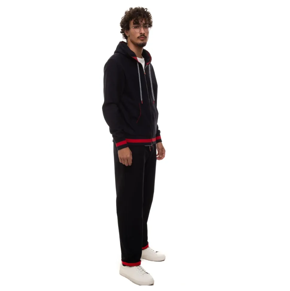 Textured Cotton Tracksuit with Logo Detail